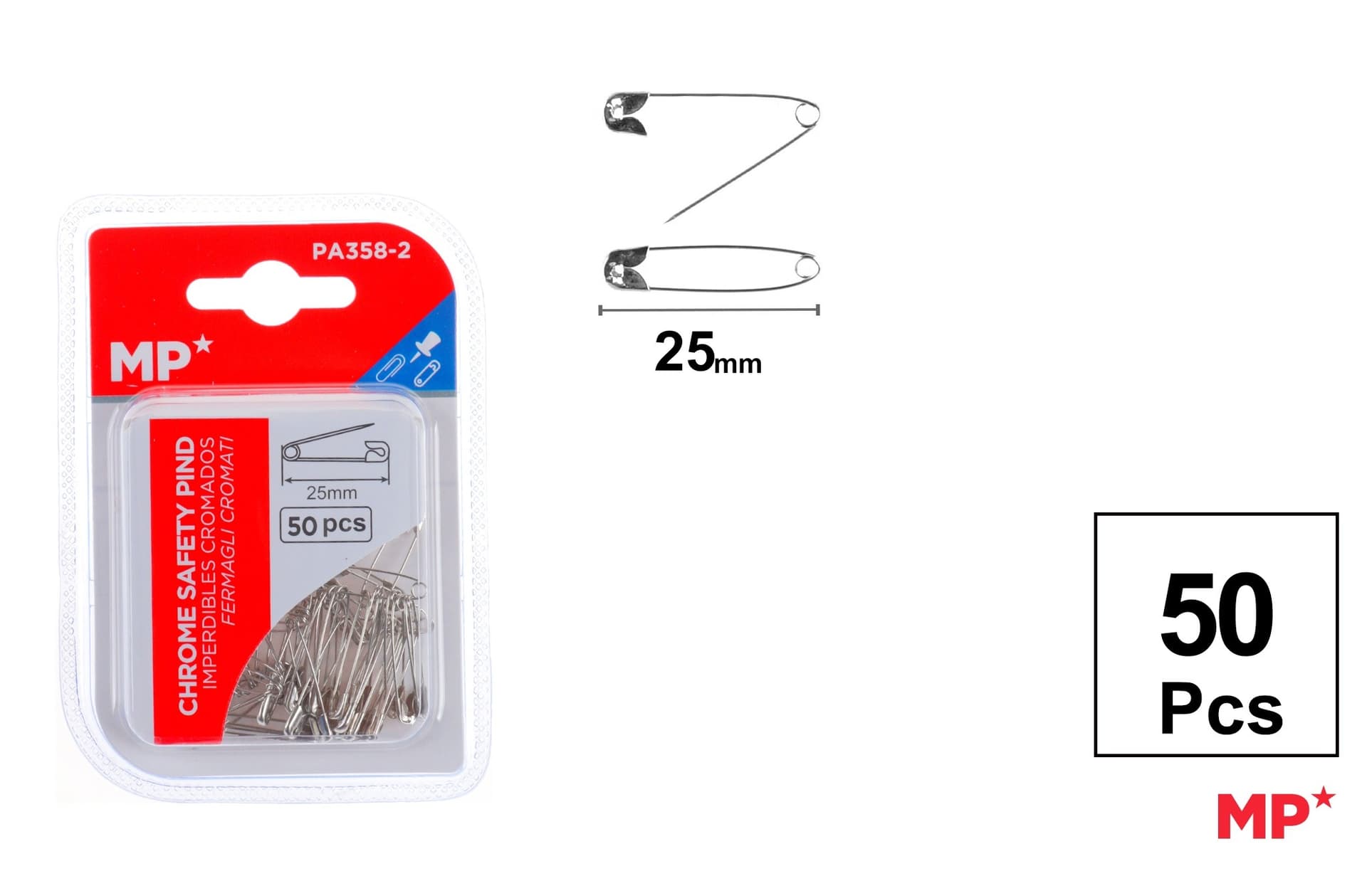 Agrafki srebrne 25 mm 50 sztuk