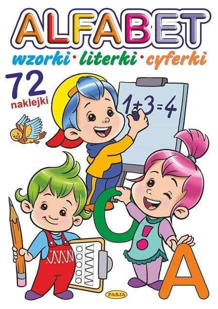 Kolorowanka Alfabet Wzorki Literki Cyferki z naklejkami