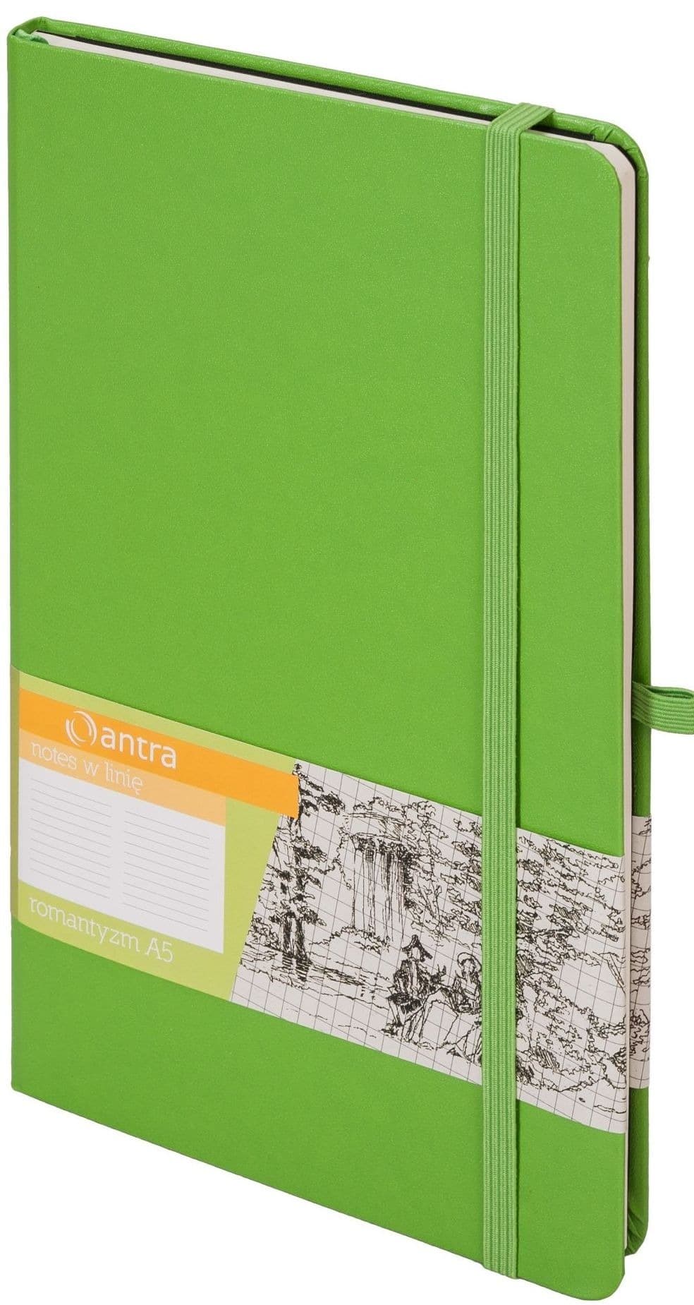 Antra Notes A5 Linia Romantyzm - Zielony z Gumką