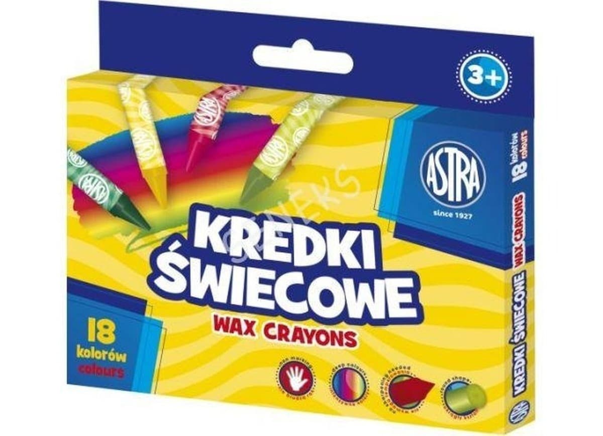 Astra Kredki Świecowe Okrągłe 18 Kolorów