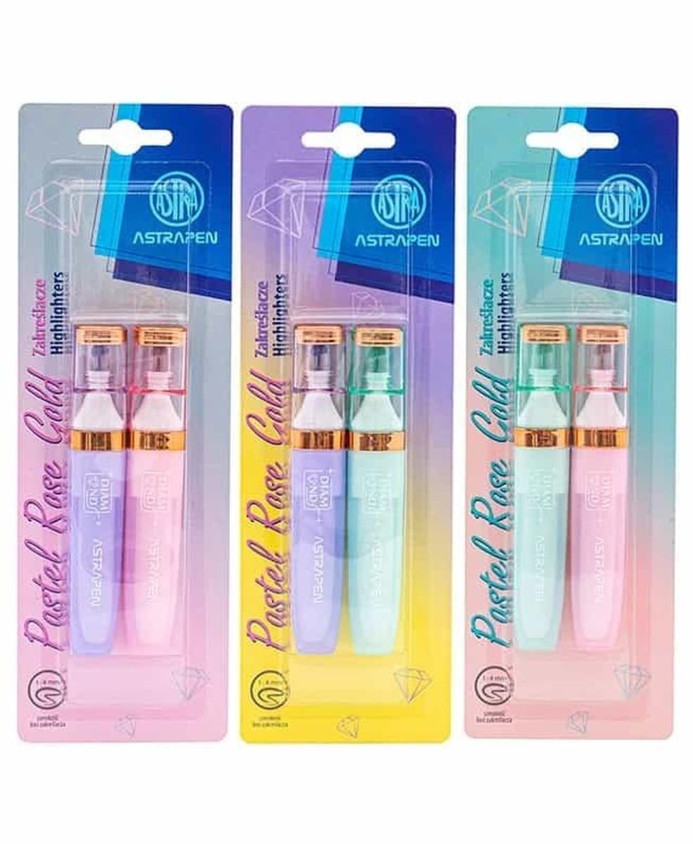 Astrapen Zakreślacze rose gold mix pastelowe 2 sztuki