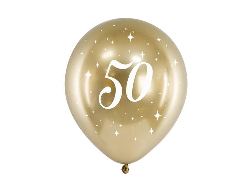 Balony złote Glossy na 50 urodziny 30 cm 6 sztuk