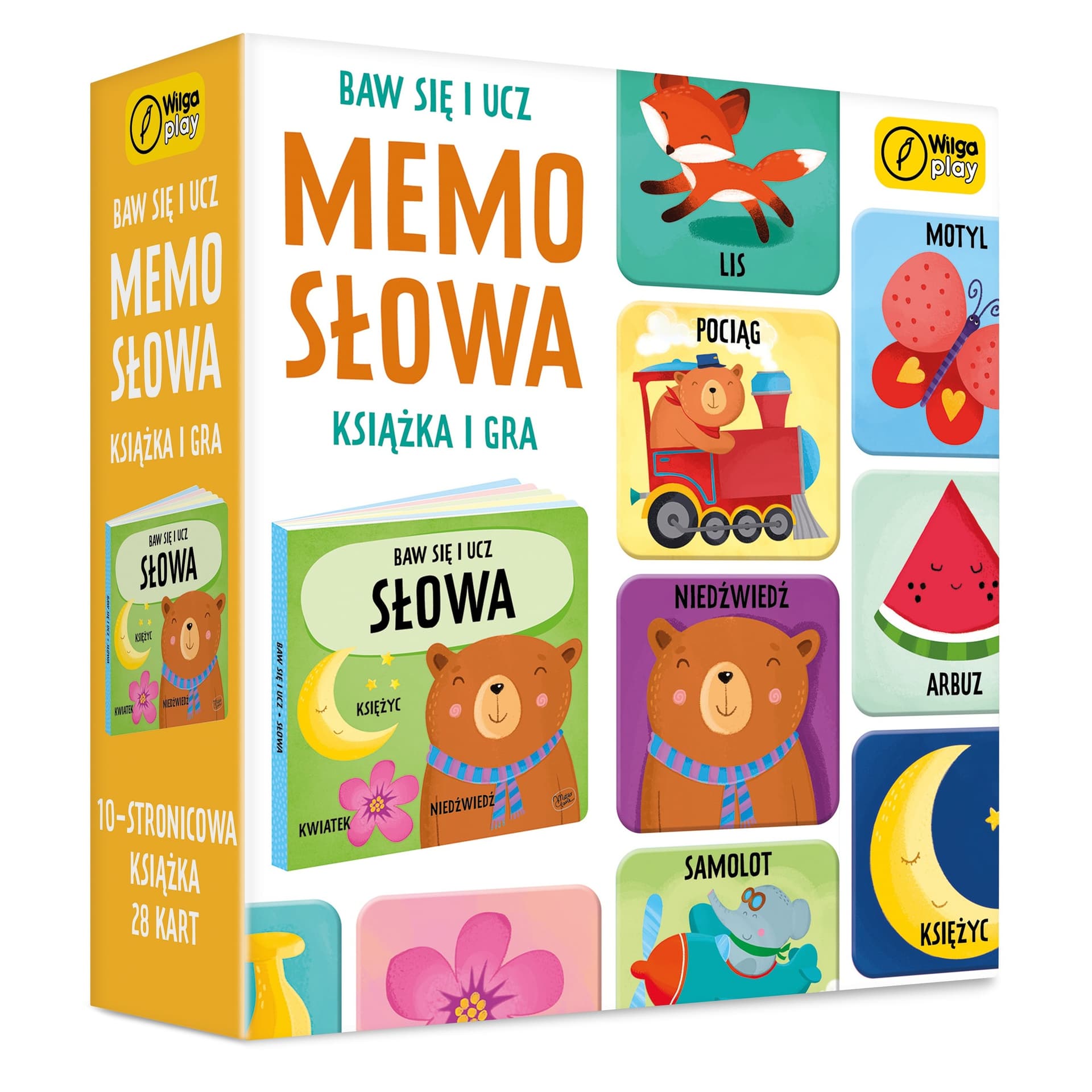 Baw się i ucz Memo Słowa Gra i książka