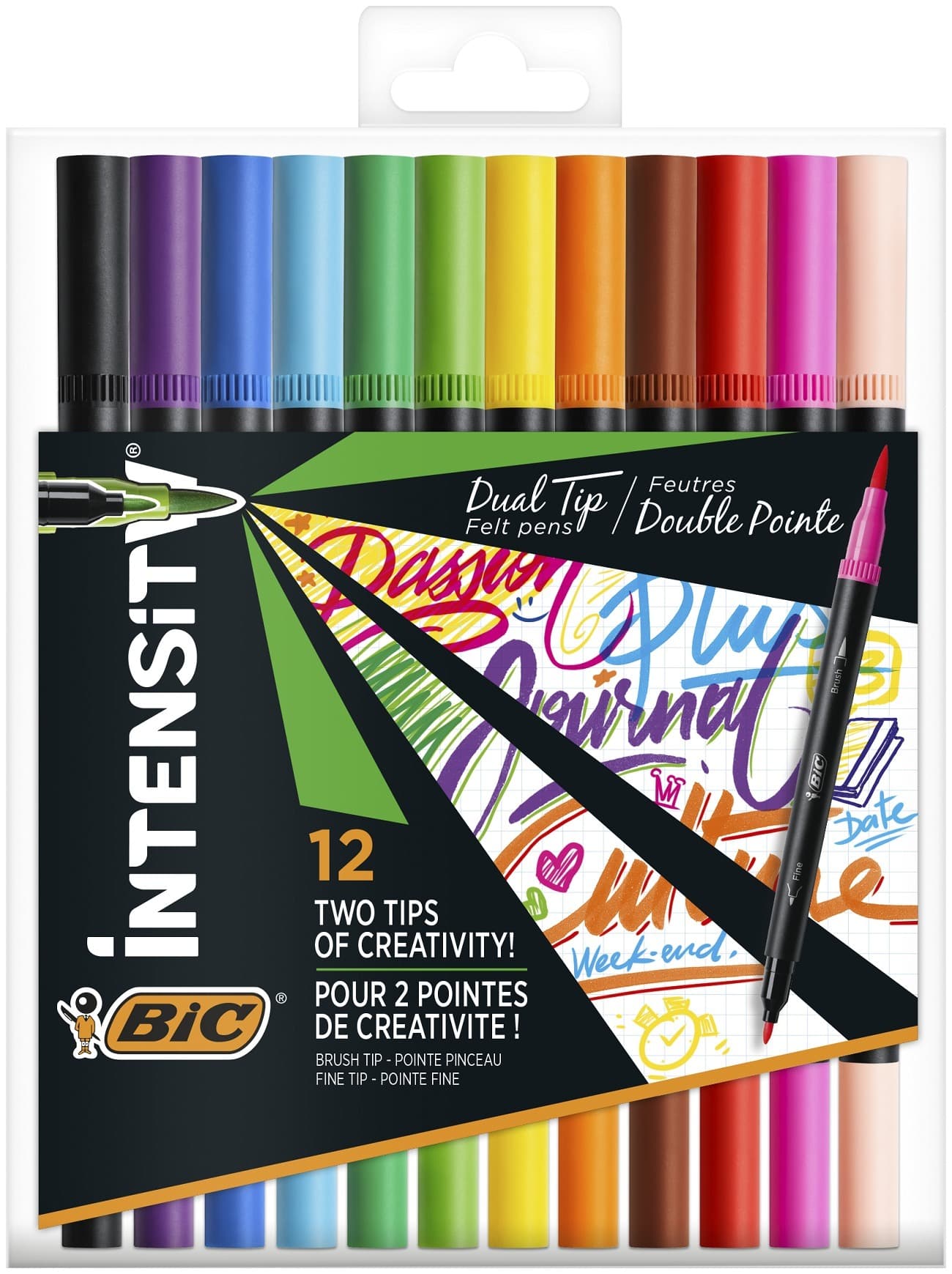 BIC Intensity Dual Tip pisak dwustronny mix kolorów etui 12 sztuk