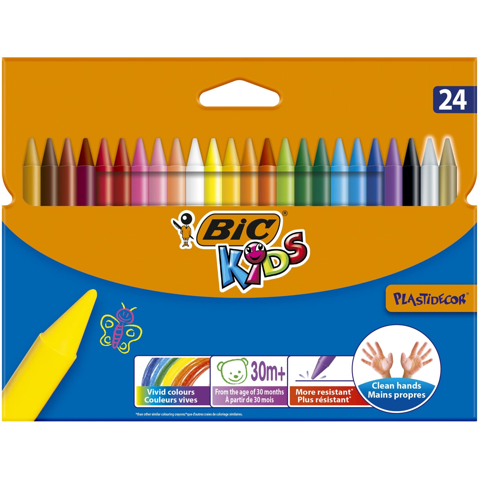 BIC Kids Plastidecor - Kredki świecowe 24 kolory dla dzieci od 30 miesiąca