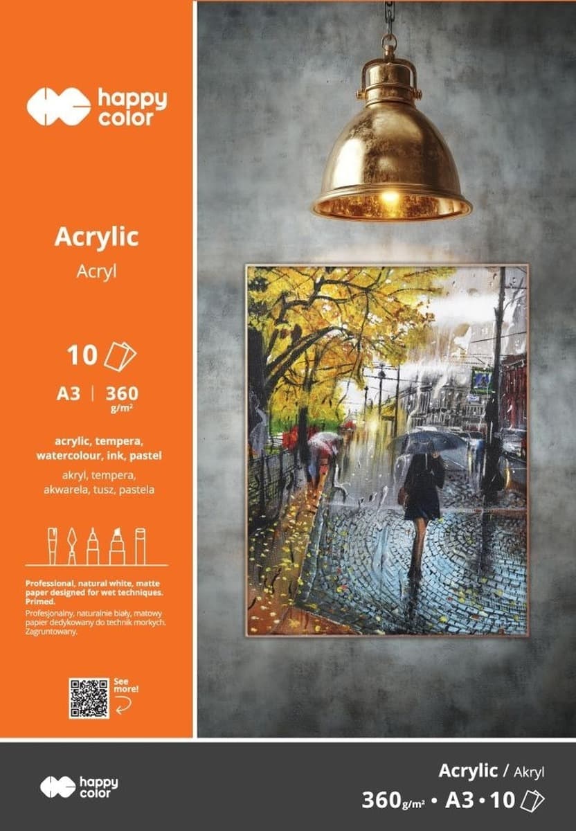 Blok do akrylu Art. A5 360g. 10ark.  Happy Color
