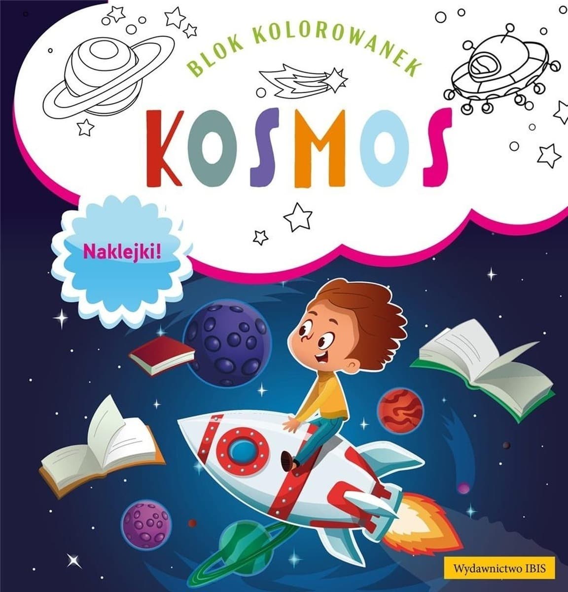 Blok kolorowanek Kosmos. Z naklejkami dla dzieci