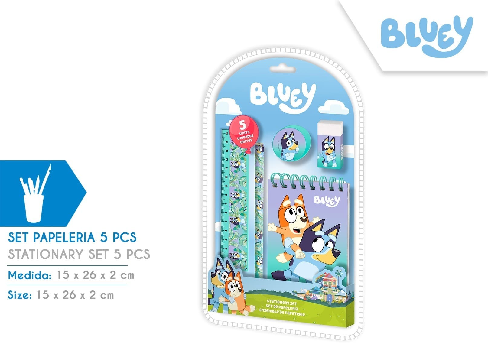 Bluey Zestaw piśmienniczy 5 elementów