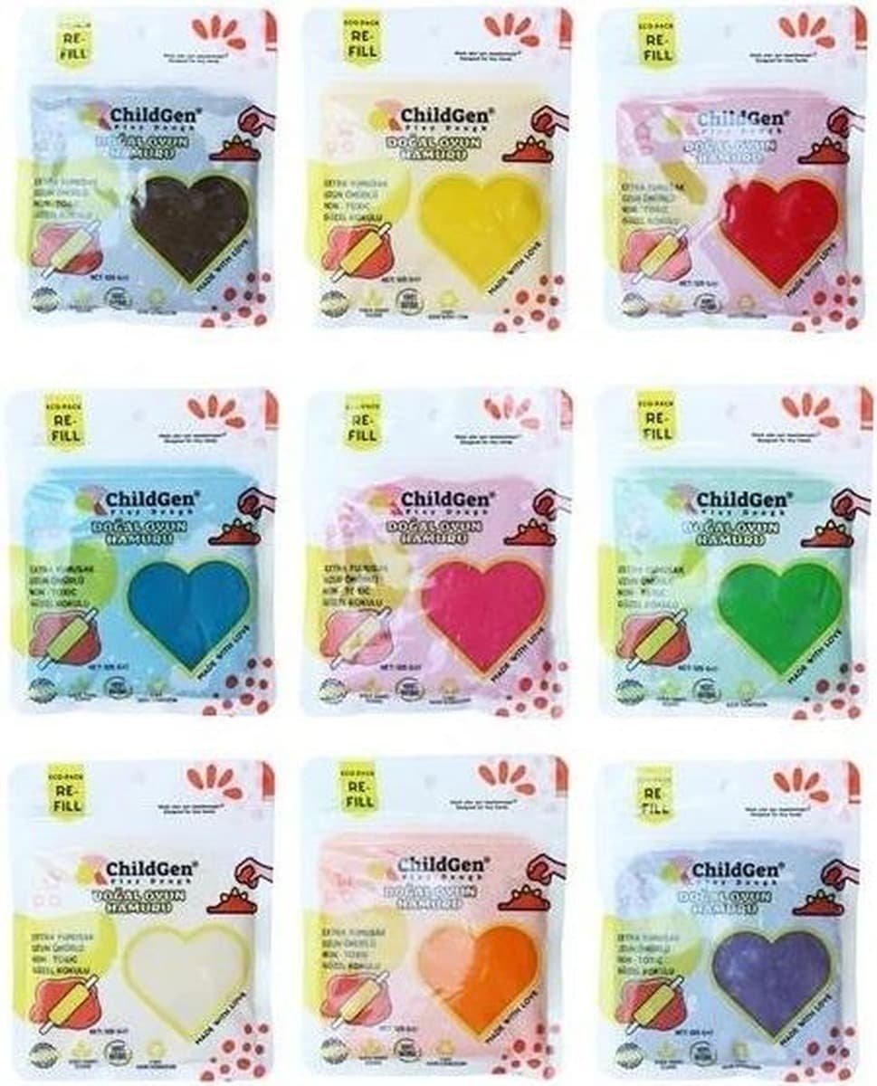ChildGen Ciastolina naturalna 9 kolorów Eko-Pack