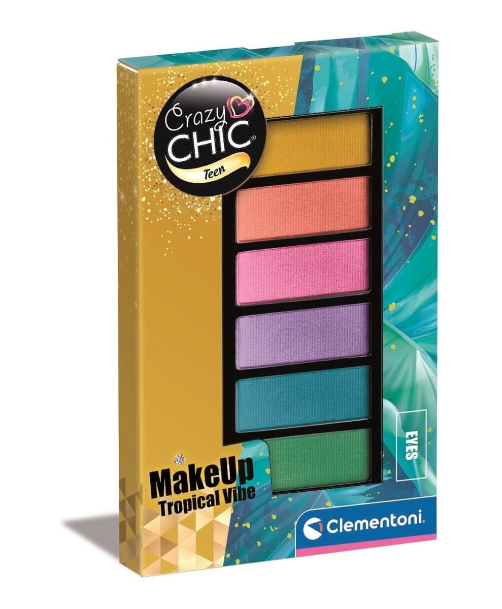 Clementoni Crazy Chic - Paleta Tropical Vibe: 6 błyszczących cieni do powiek dla dziewczynek