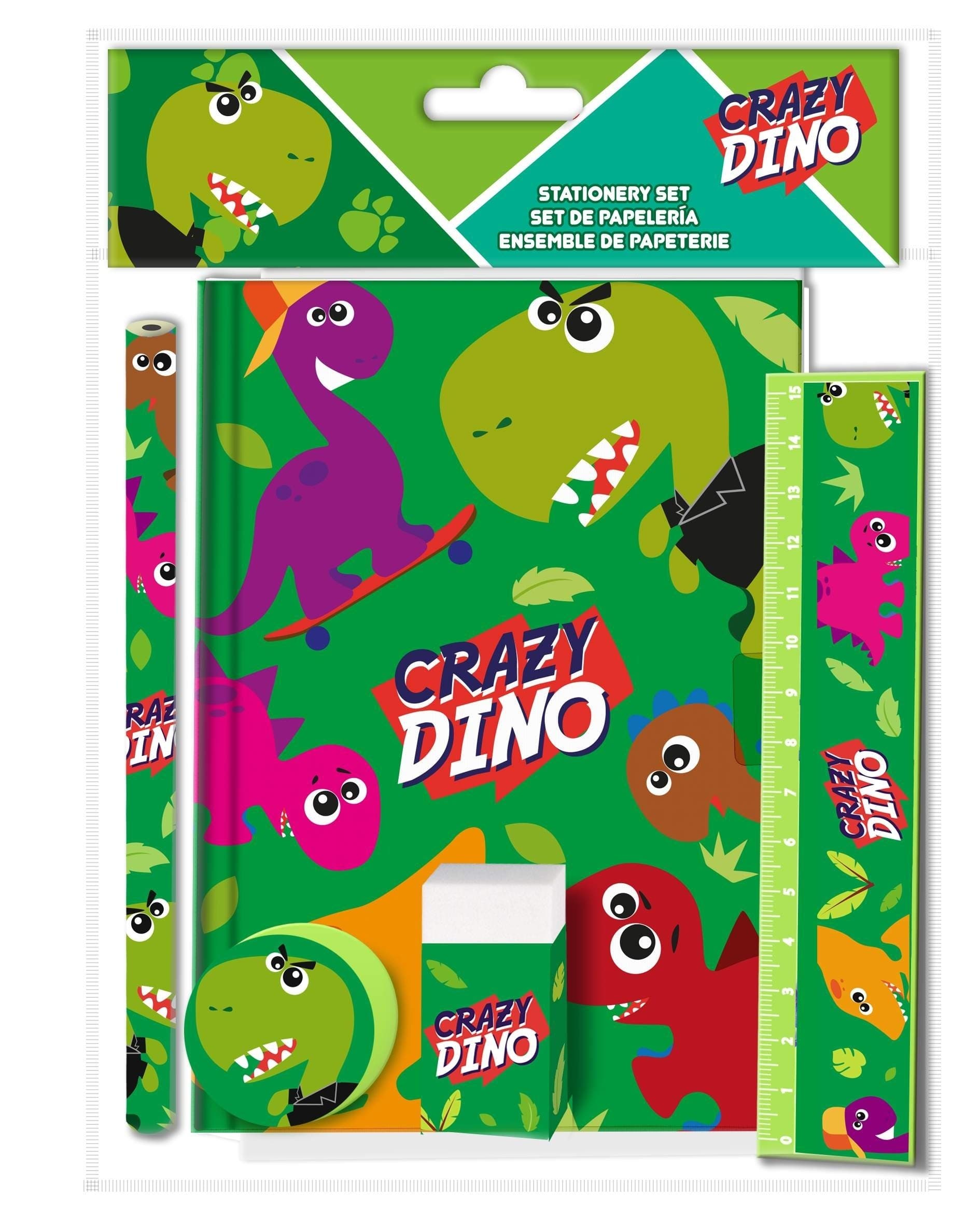 Crazy Dino Zestaw piśmienniczy 5 elementów