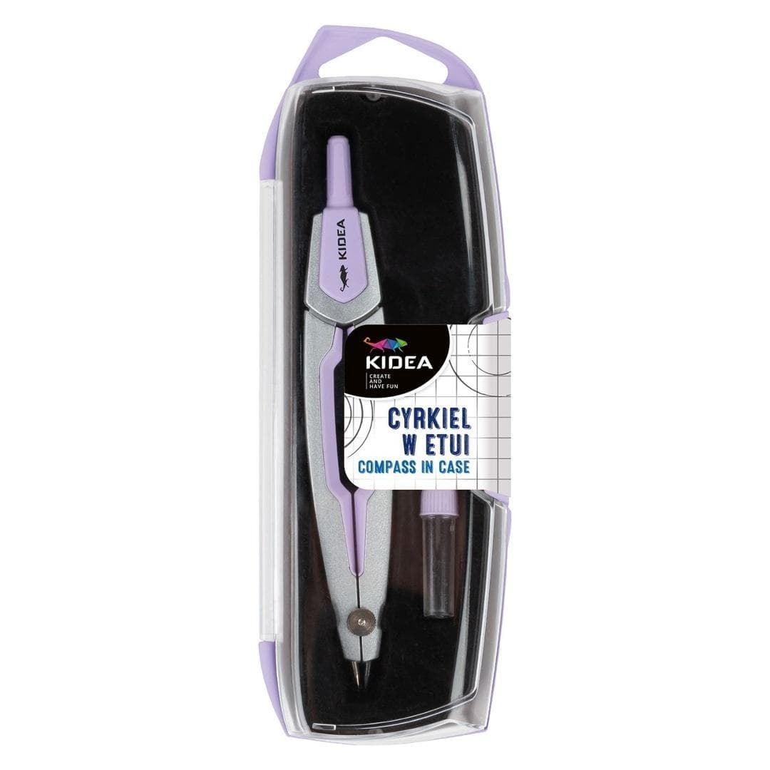 Cyrkiel w etui KIDEA kolor fioletowy 177x61 mm
