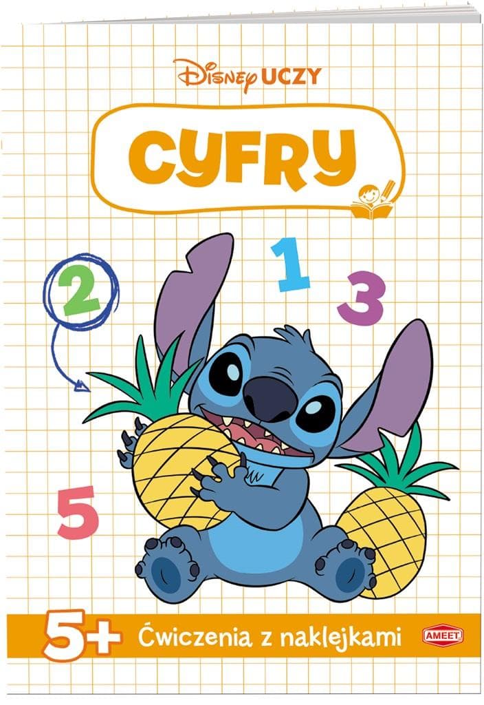 Disney Uczy Stitch Ćwiczenia z naklejkami cyfry książka UDN-9306