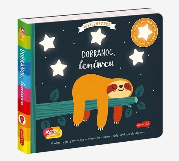 Dobranoc, leniwcu. Akademia mądrego dziecka. Wieczorynka. Seria ze światełkami. Harperkids