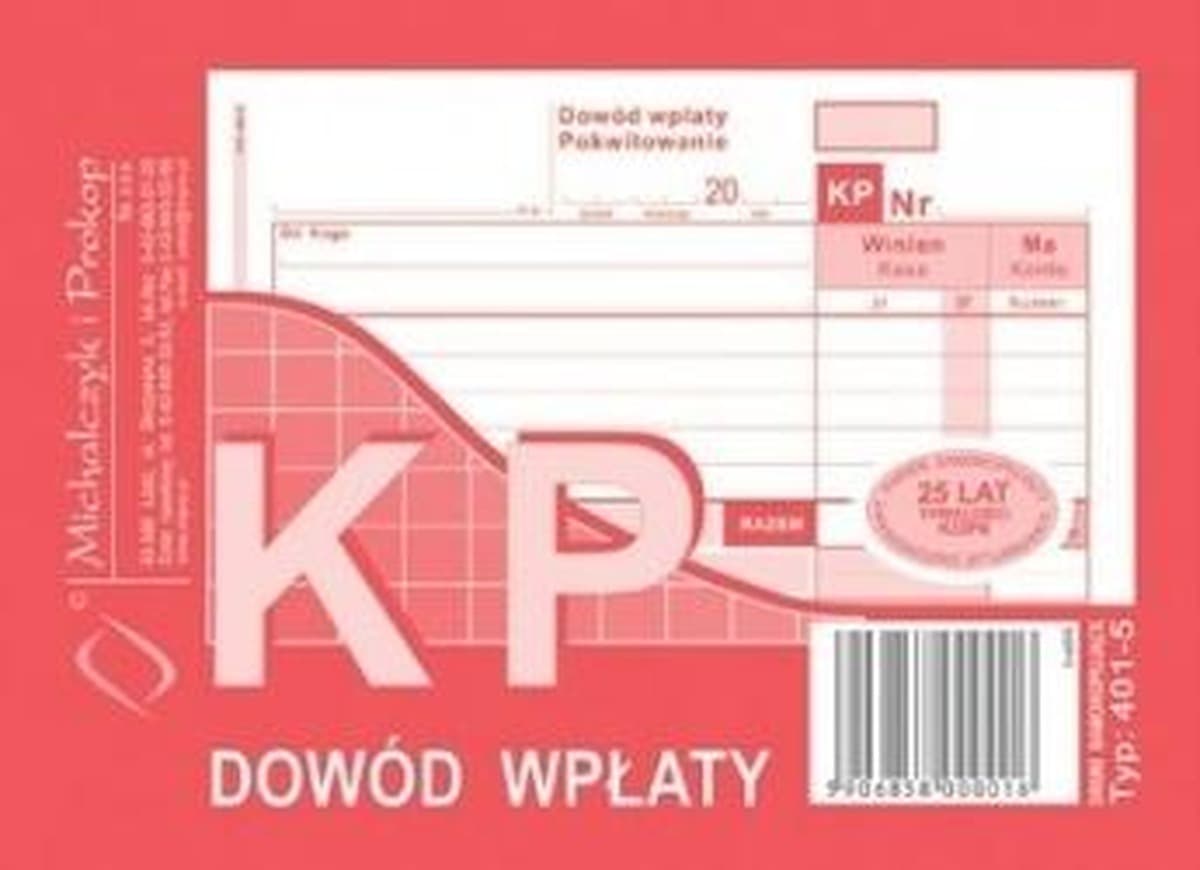 Dokument KP Dowód wpłaty A6