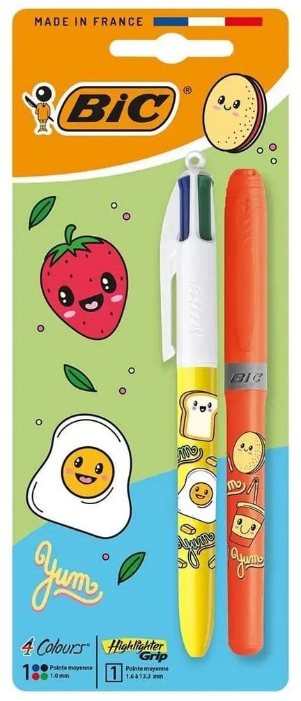 Długopis 4 Colors Kawaii mix + zakreślacz orange BIC blister 197x85 mm