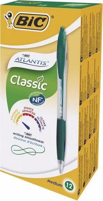 Długopis Atlantis Classic zielony 12 sztuk BIC