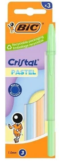 Długopis kulkowy BIC Cristal Pastel 1 mm niebieski 3 sztuki