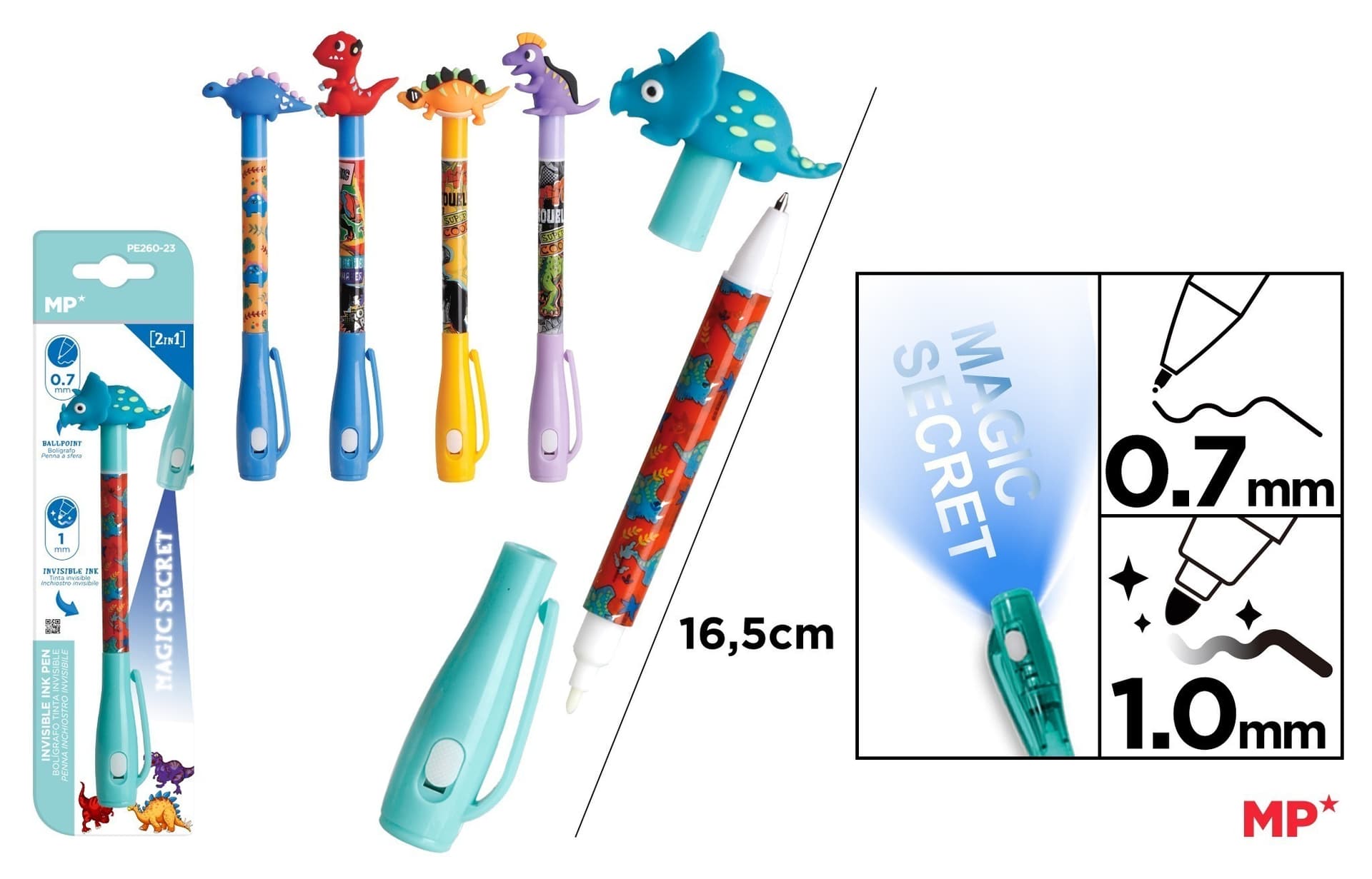 Długopis szpiegowski UV z nadrukiem potworów 0,7/1,0 mm blister