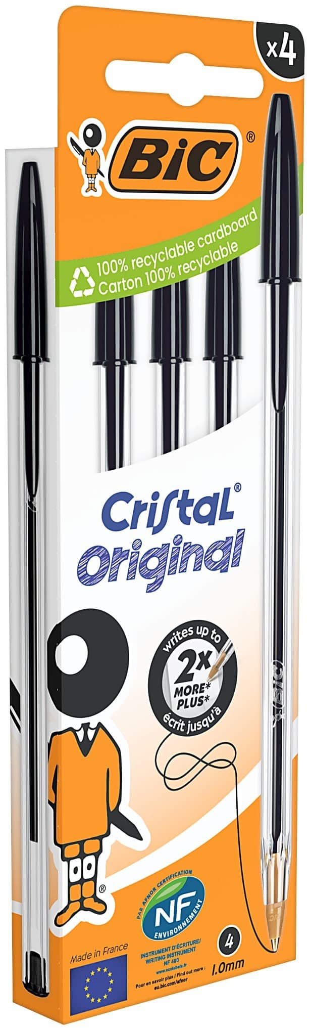 Długopisy czarne BIC Cristal Original 4 sztuki w etui