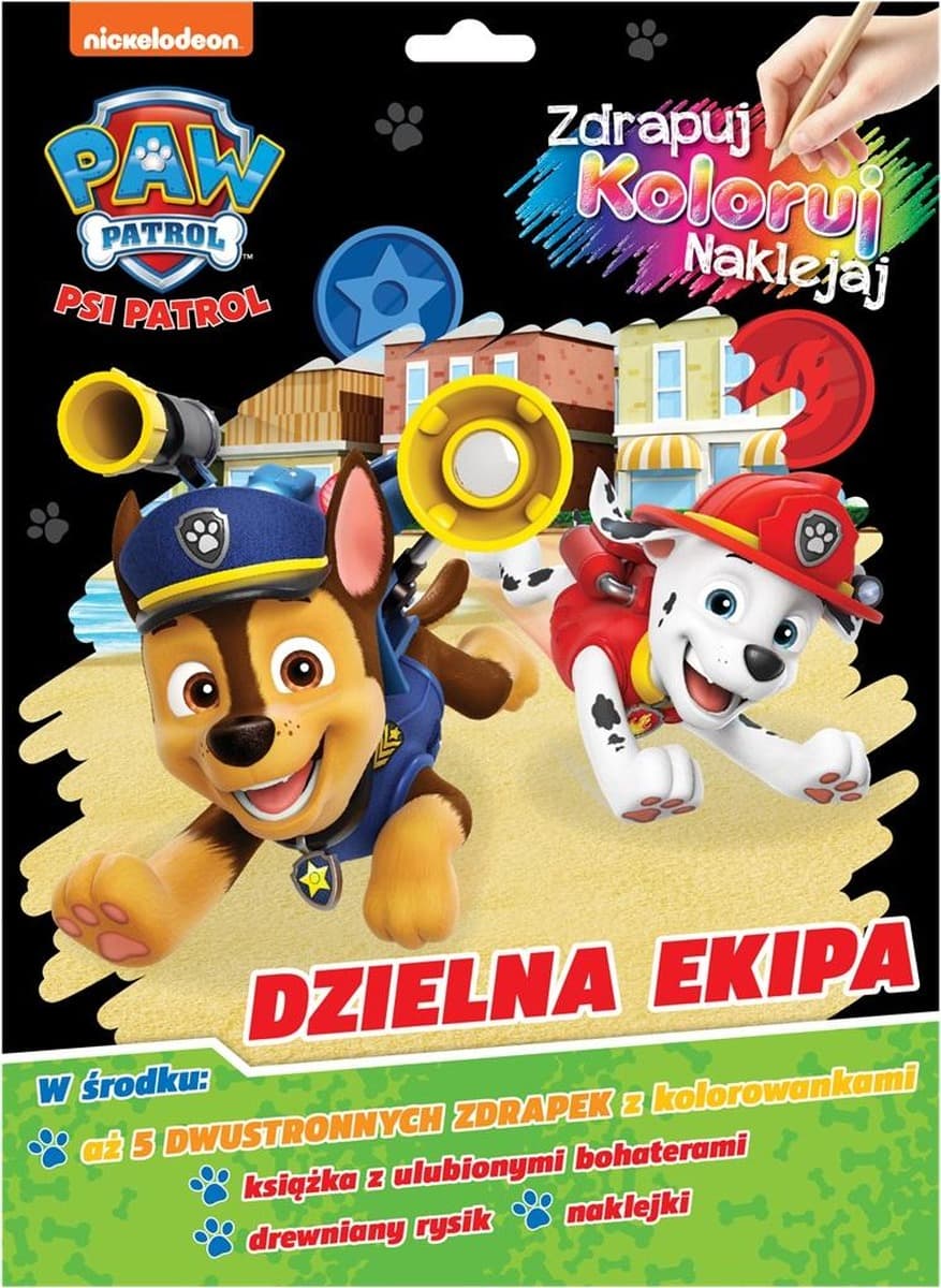 Dzielna Ekipa. Psi Patrol. Zdrapuj, Koloruj, Naklejaj
