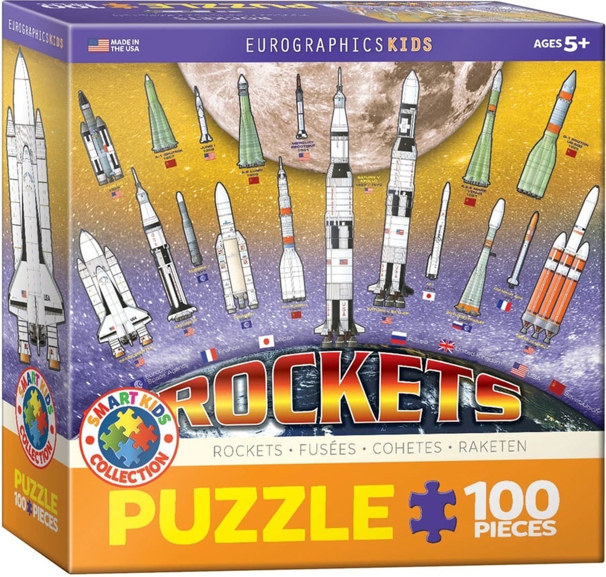 Eurographics Puzzle 100 elementów Smartkids Rocket rakiety i kosmos dla dzieci od 6 lat