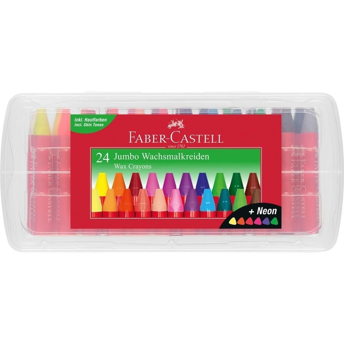 Faber-Castell Kredki woskowe trójkątne 24 kolory neonowe i klasyczne