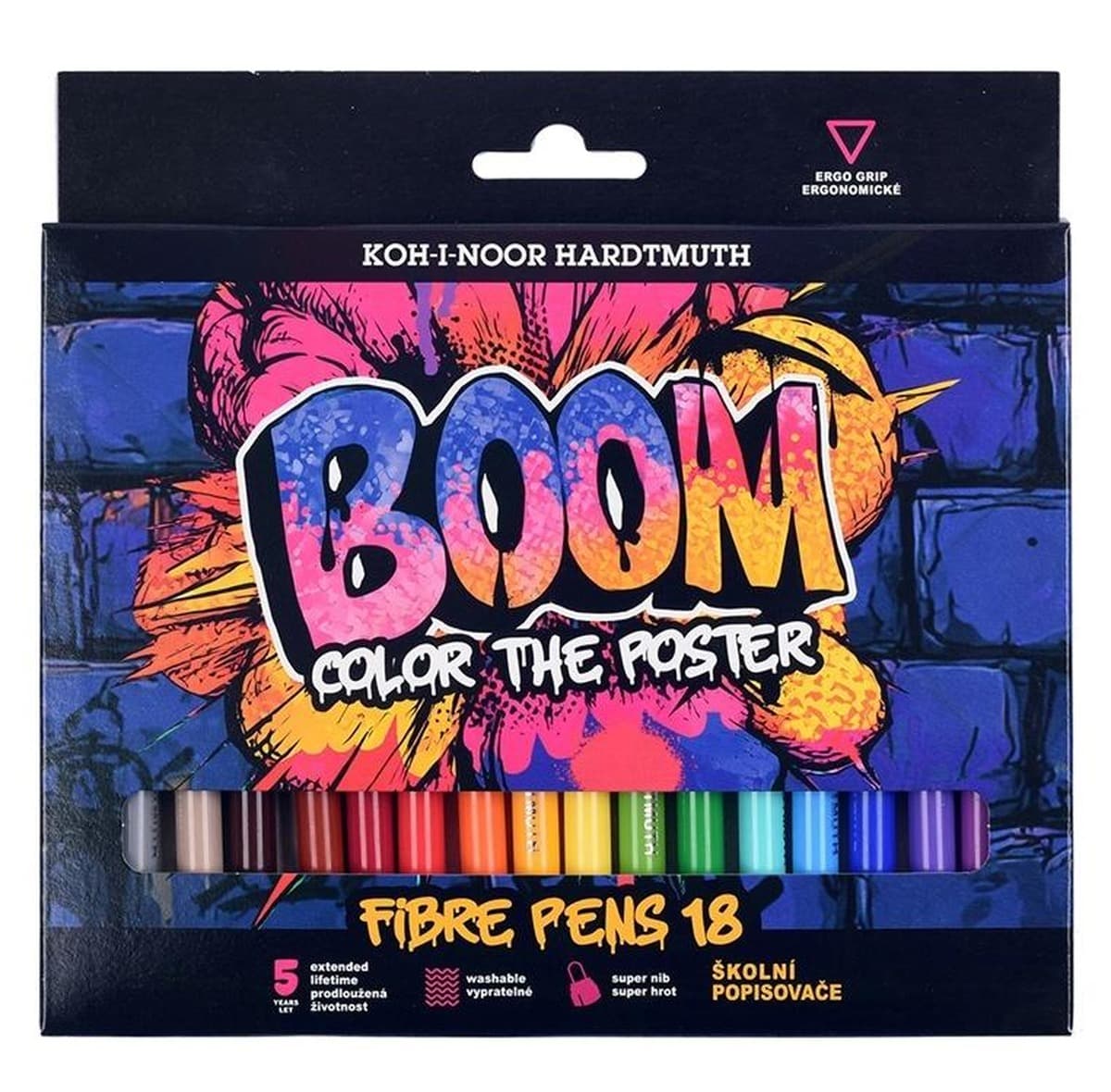 Flamastry Boom 18 kolorów w etui kartonowym