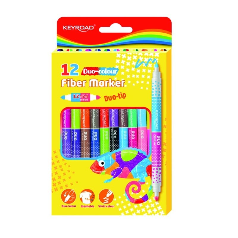 Flamastry dwustronne Keyroad 24 kolory 12 sztuk