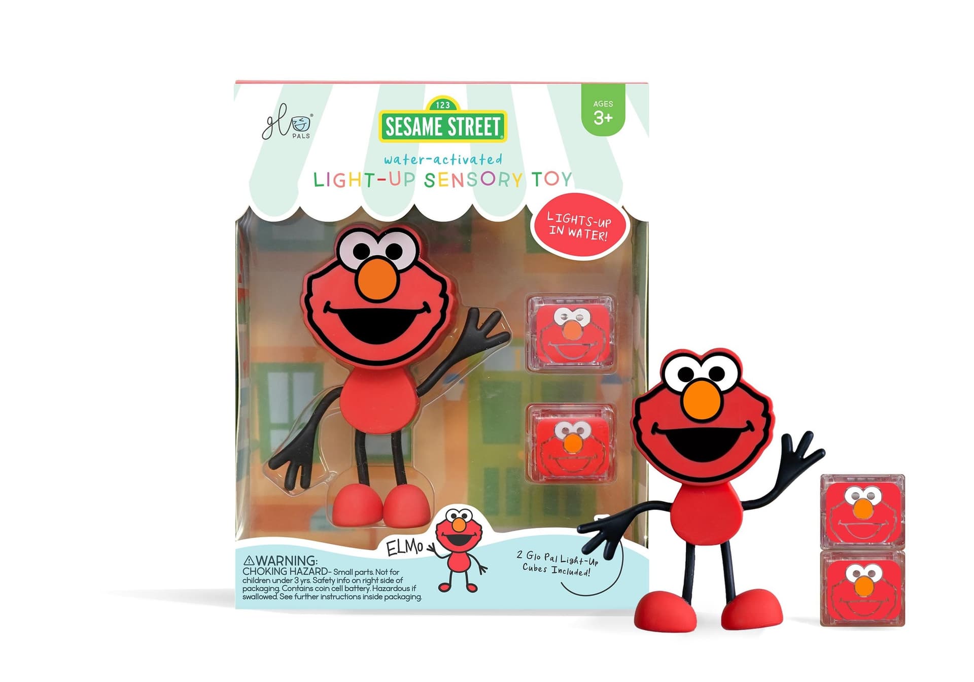 Glo Pals Elmo Ulica Sezamkowa - Kostki sensoryczne świecące w wodzie 2 szt.