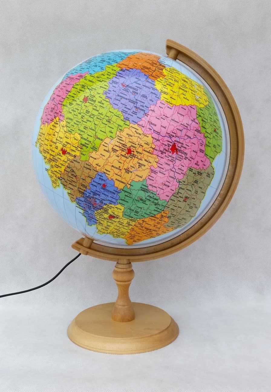 Globus polski administracyjno-fizyczny podświetlany 32 cm