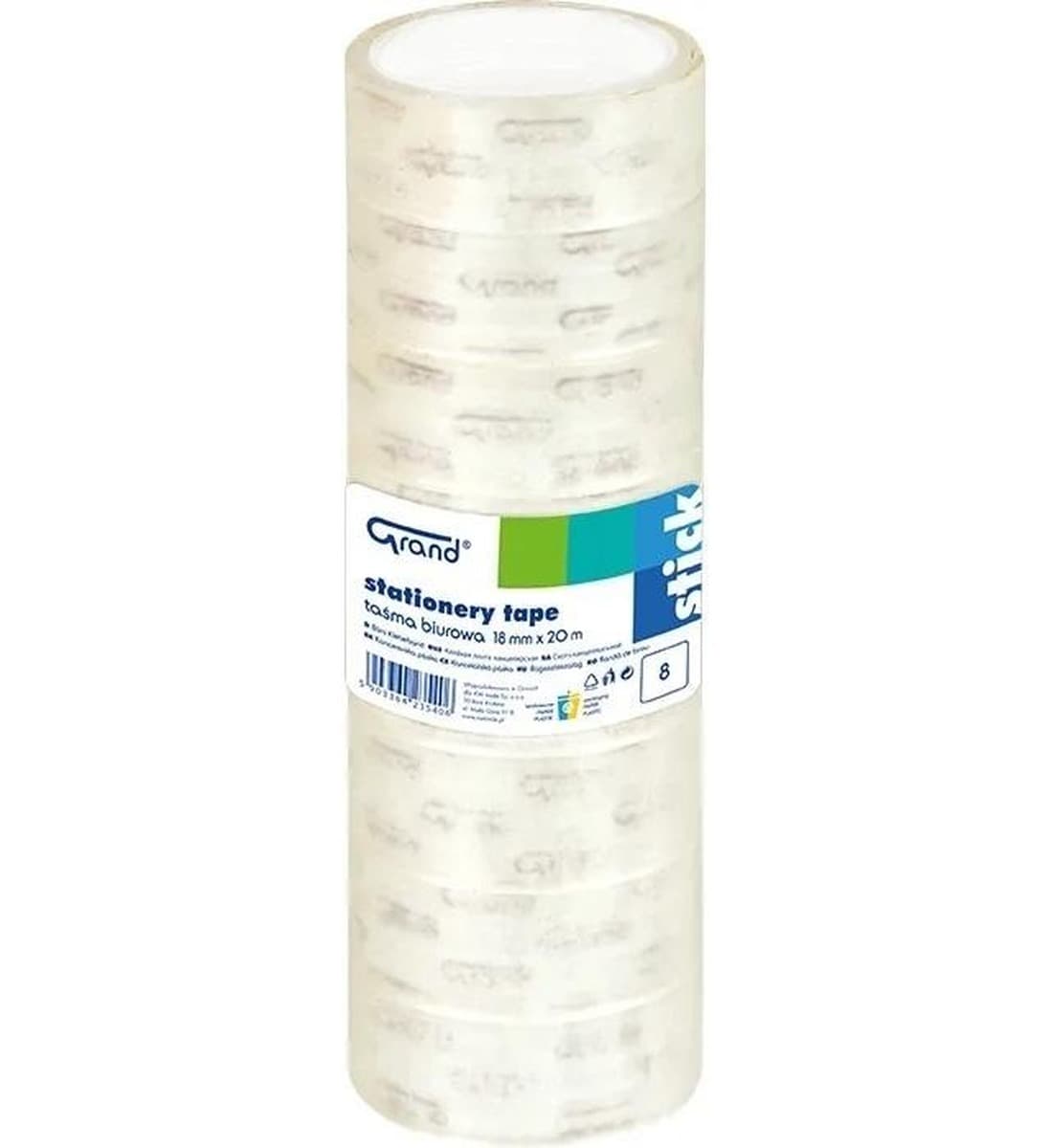 Grand Taśma biurowa przezroczysta 18 mm x 20 m - 8 sztuk