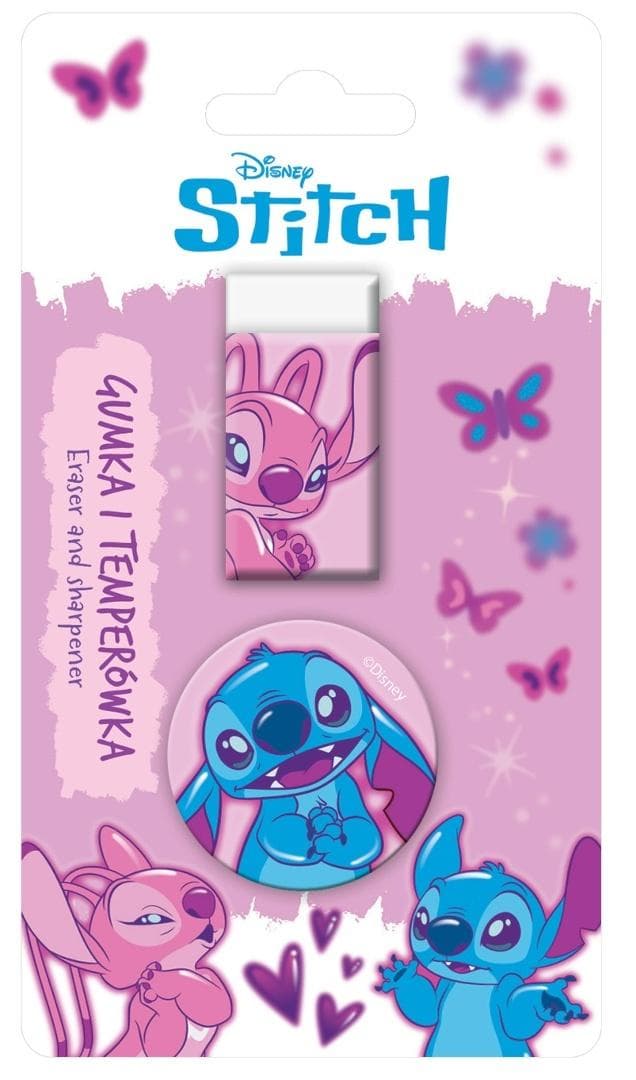 Gumka do mazania i temperówka Stitch 2 elementy zestaw szkolny