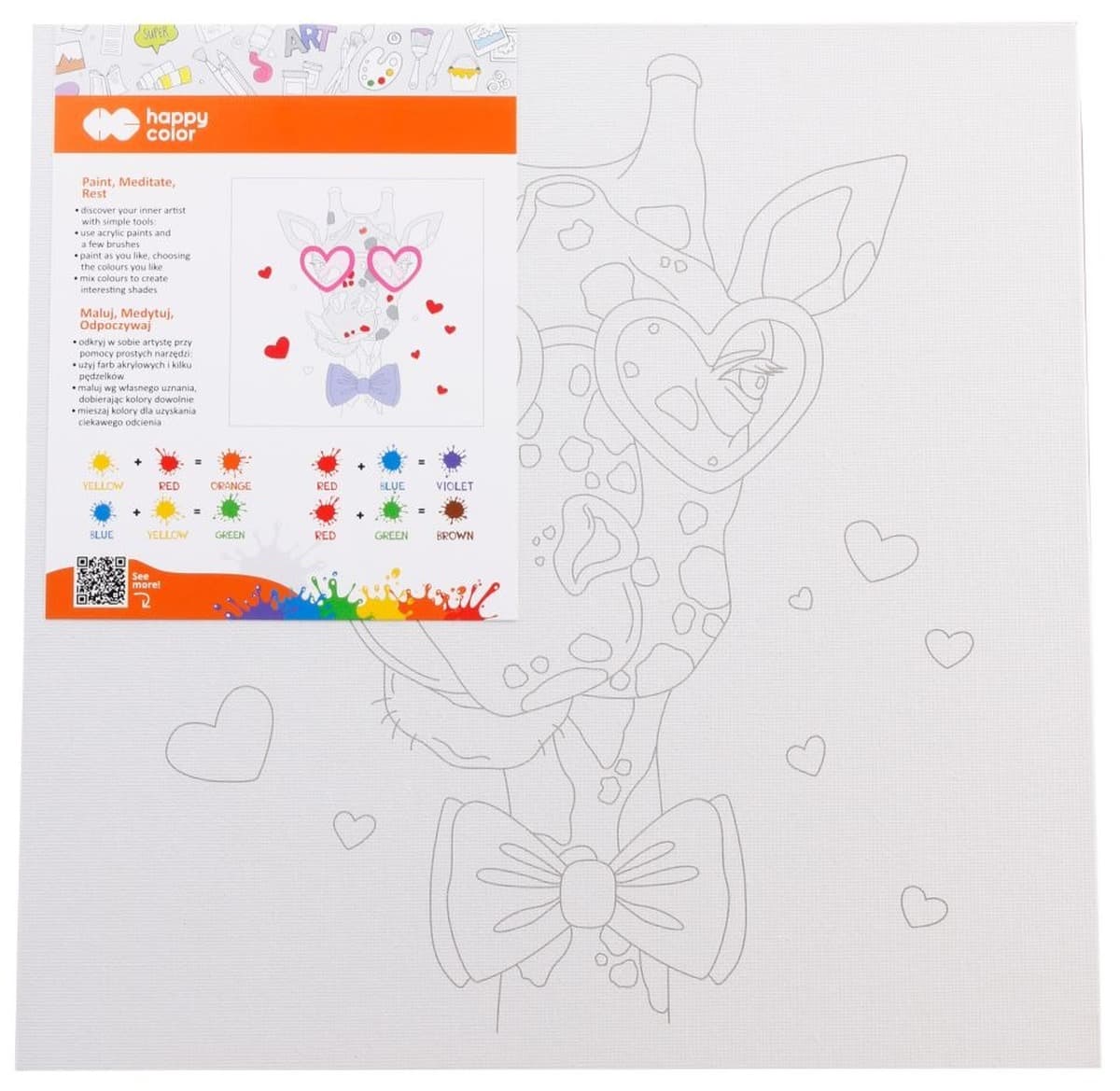 Happy Color Podobrazie bawełniane z nadrukiem Żyrafa 25x25 Tablica Mdf