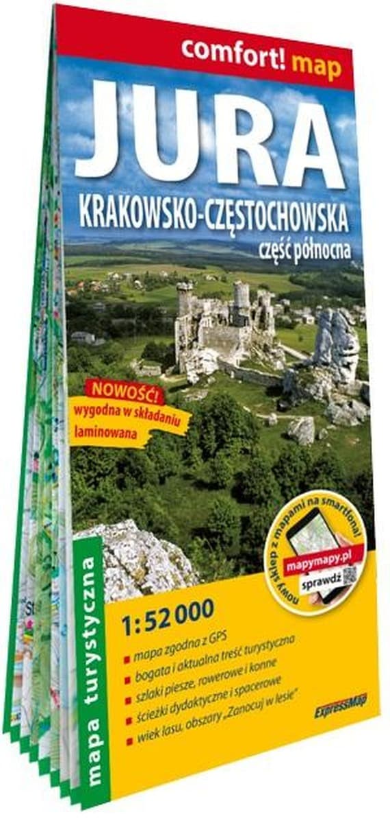 Jura Krakowsko-Częstochowska część północna mapa turystyczna laminowana 1:52 000