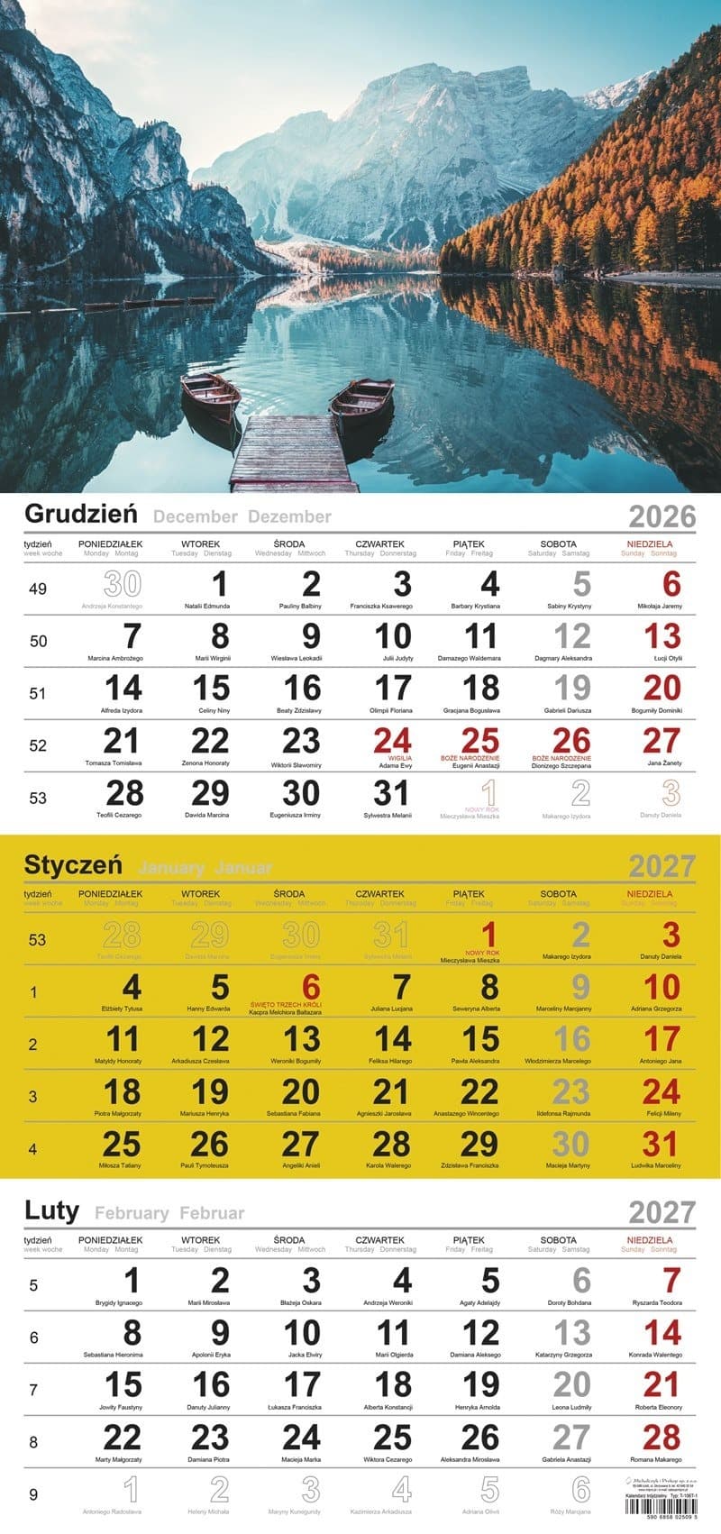 Kalendarz trójdzielny 2026 Krajobraz górski