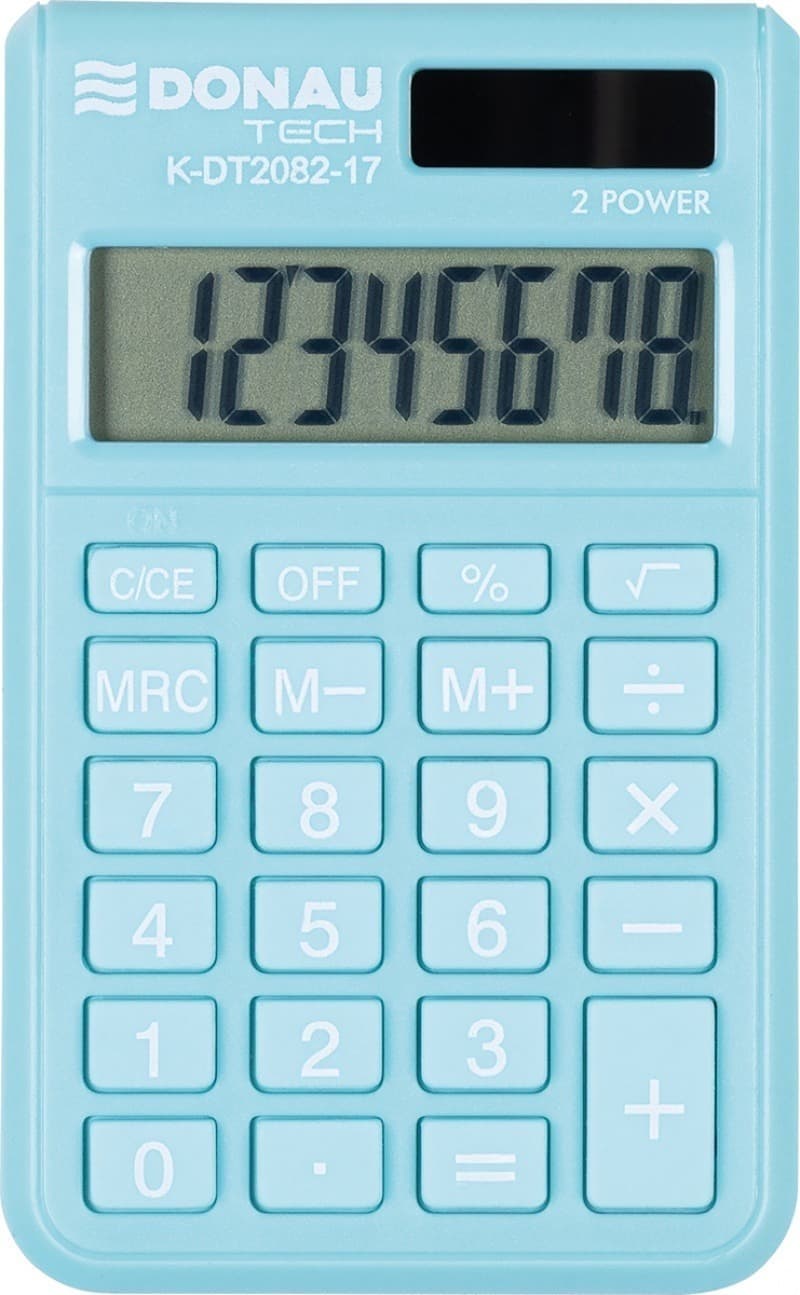 Kalkulator kieszonkowy 97x60x10 mm jasnoniebieski TECH Donau