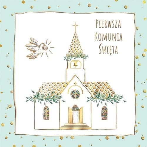Karnet Komunia Święta Kościół Miętowy z Kopertą