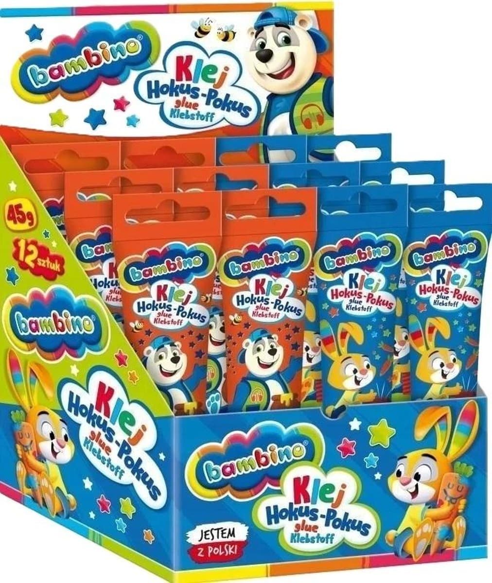 Klej magiczny w tubie 45 g Bambino - 12 sztuk w zestawie