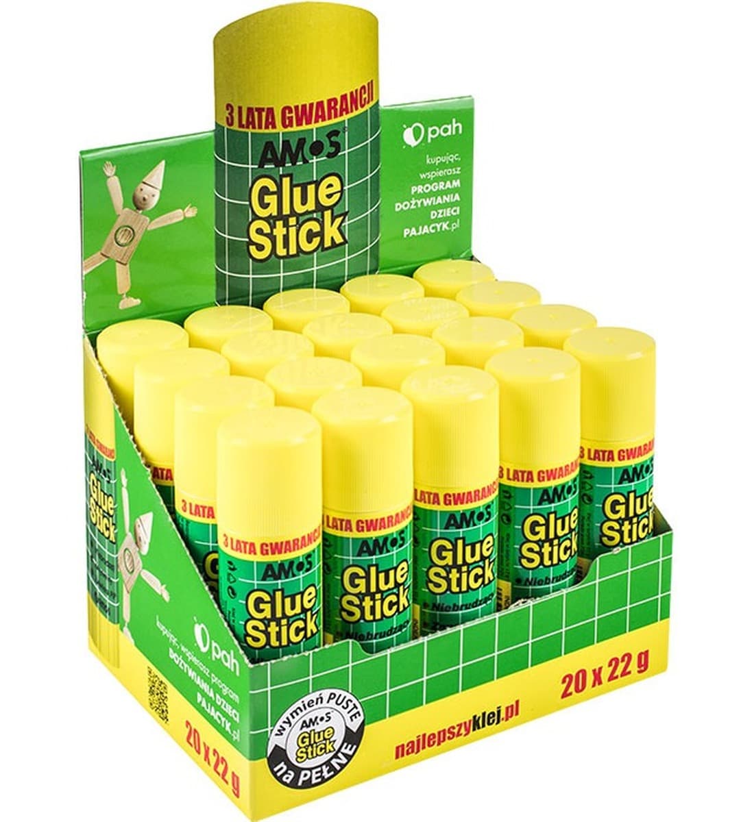 Klej w sztyfcie AMOS 15 g - 20 szt.