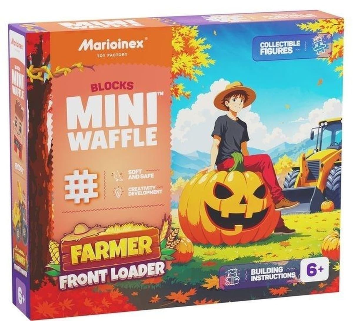 Klocki konstrukcyjne Waffle mini Farmer Koparka