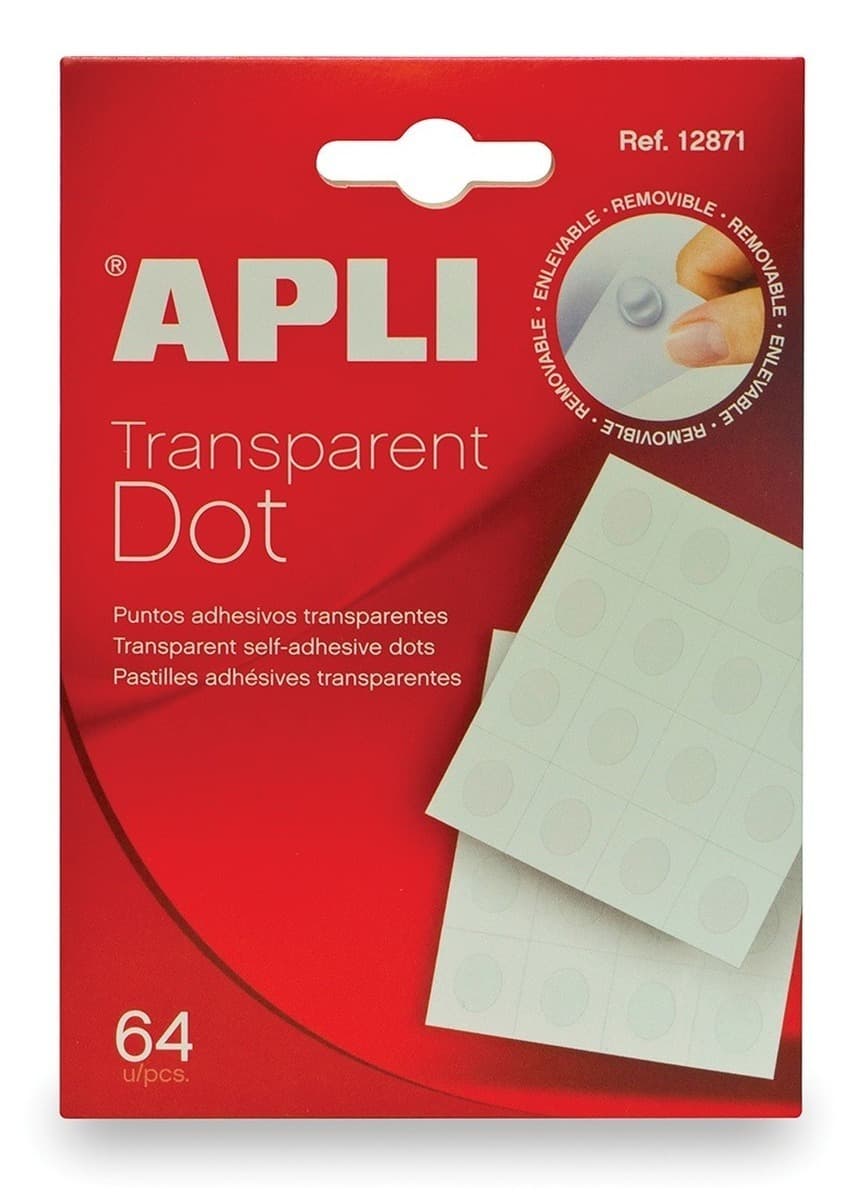 Kółka mocujące transparentne APLI typu "dot" usuwalne