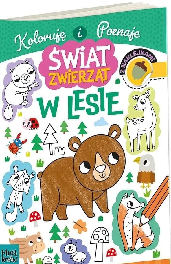 Kolorowanka edukacyjna Świat zwierząt w lesie