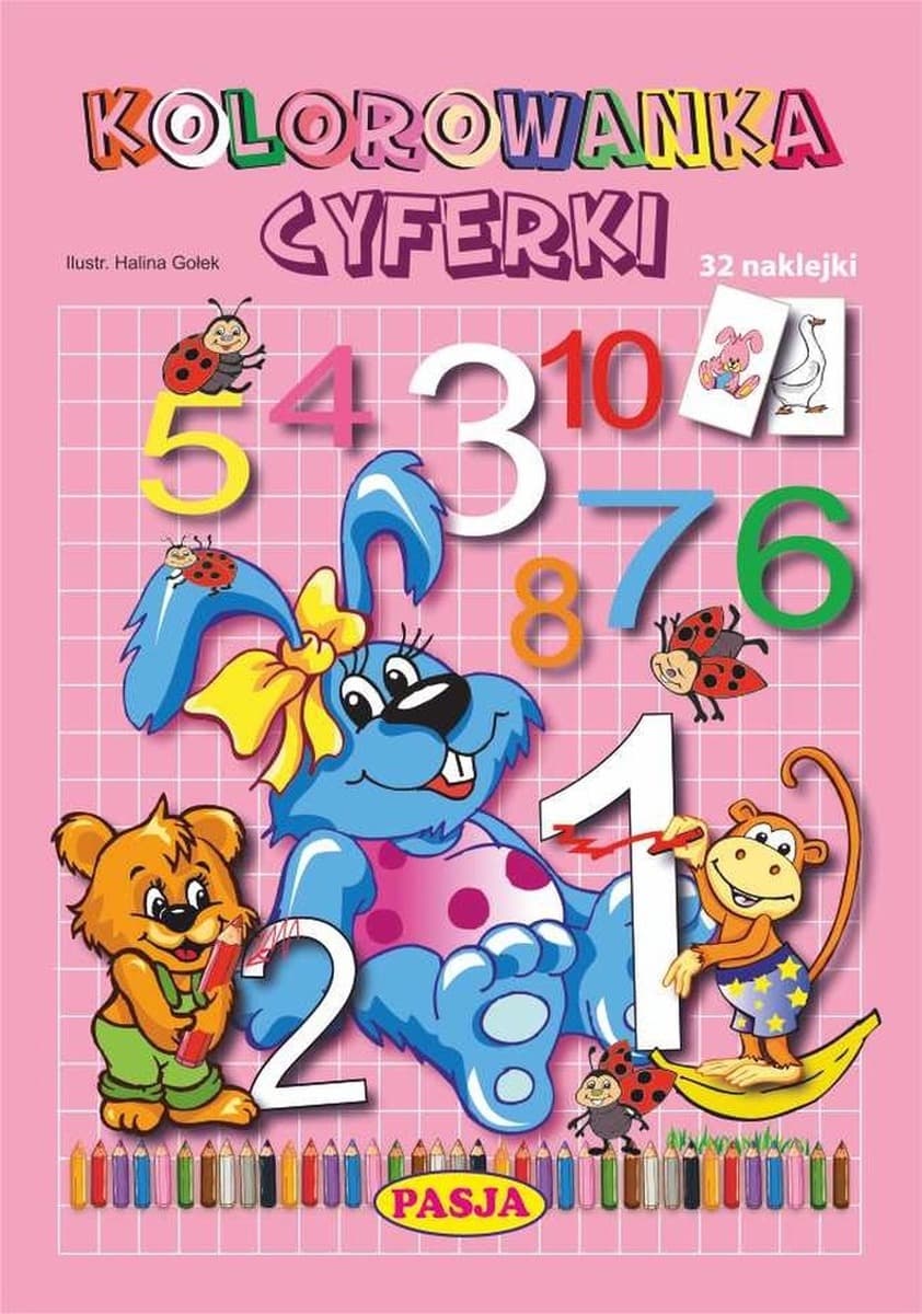 Kolorowanka Cyferki z naklejkami dla dzieci