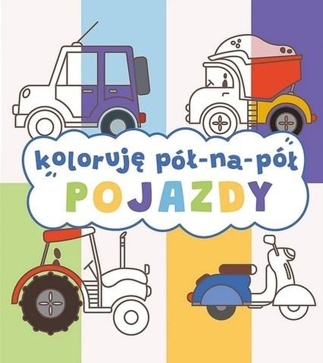 Kolorowanka Pojazdy do Kolorowania Pół na Pół dla Dzieci