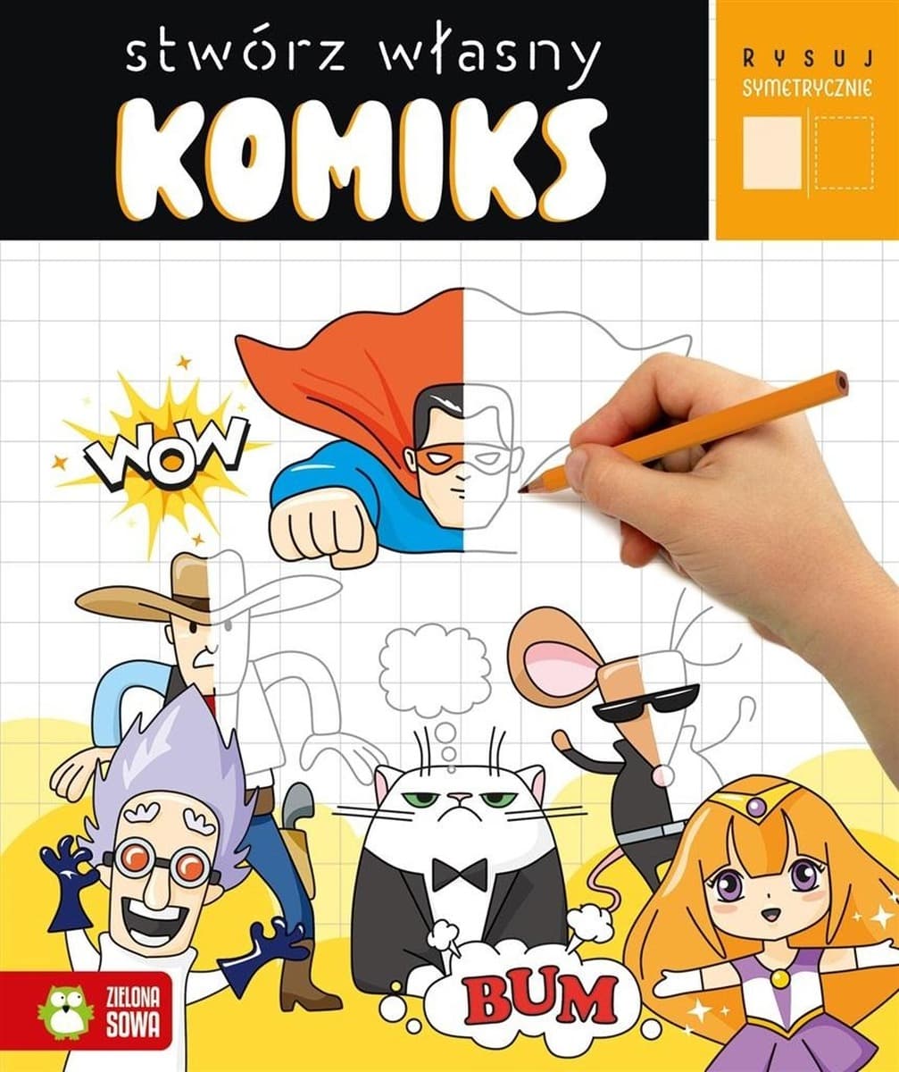Komiks edukacyjny dla dzieci - Rysuj symetrycznie, nauka rysunku