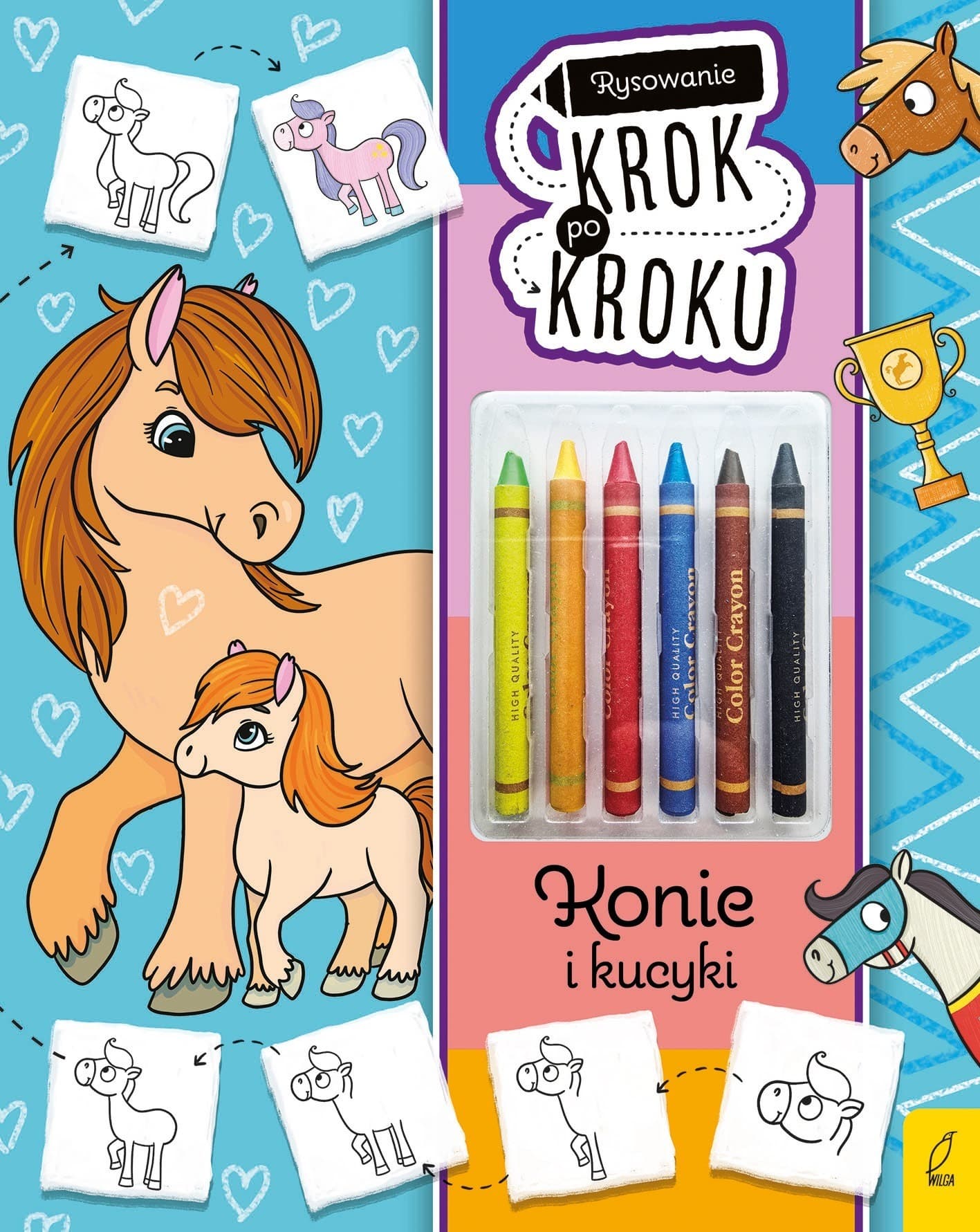 Konie i kucyki. Rysowanie krok po kroku z kredkami