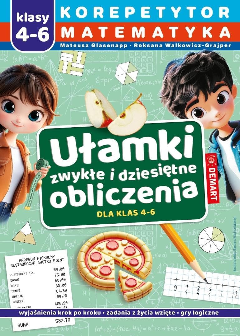 Korepetytor Matematyka Ułamki klasy 4-6 książka edukacyjna