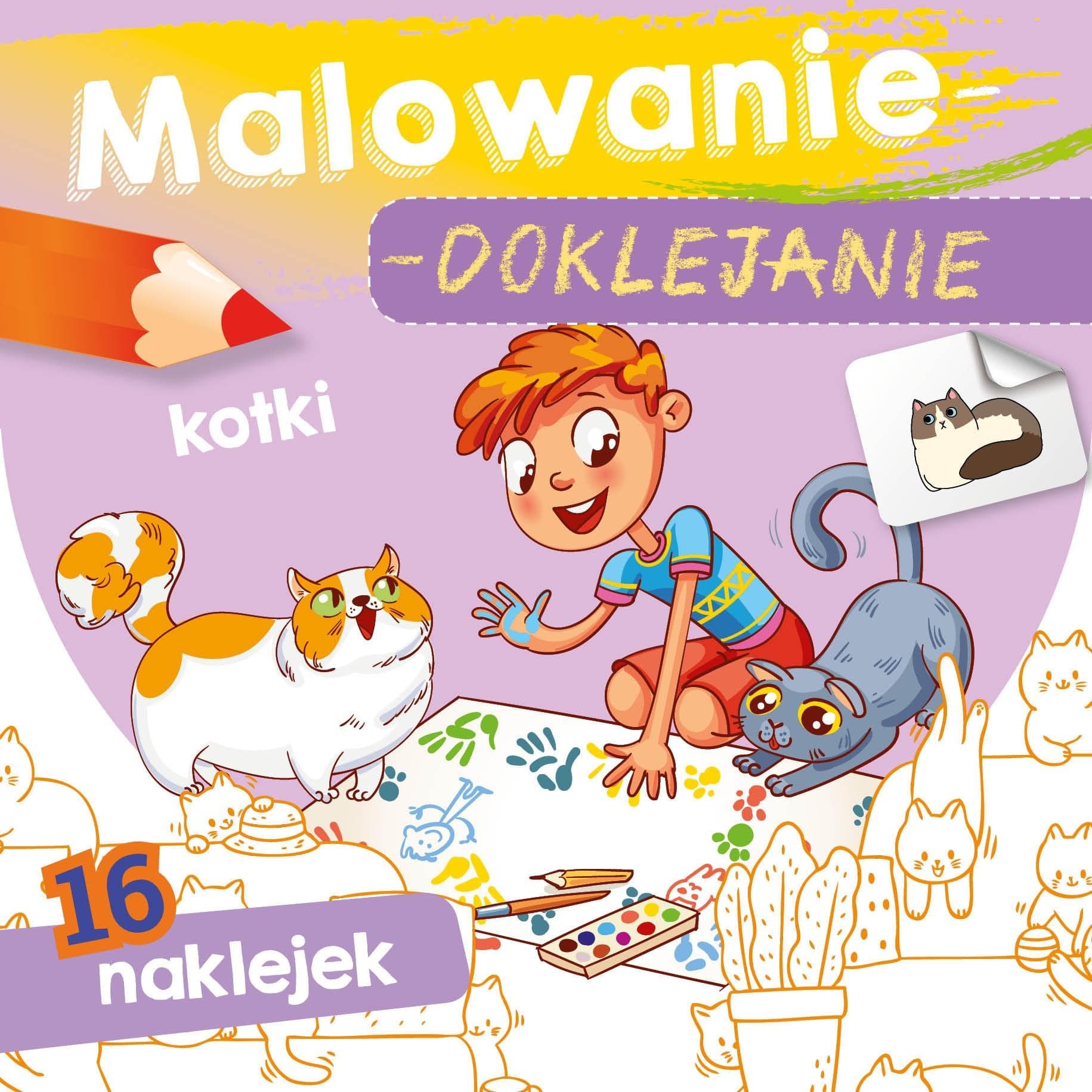 Kolorowanka dla dzieci Kotki Malowanie-doklejanie
