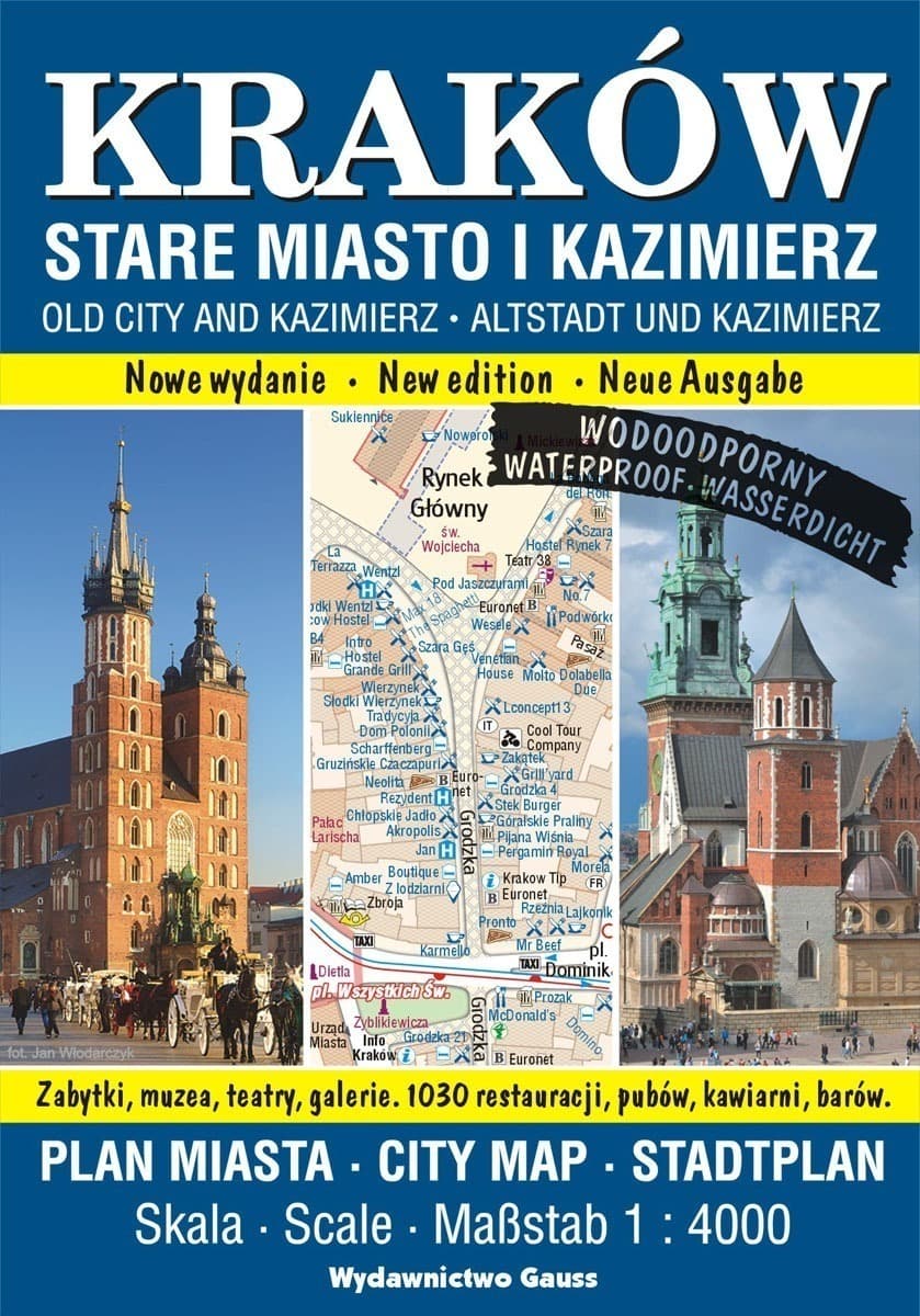 Kraków Stare Miasto i Kazimierz. Plan Miasta 1:4000 Foliowany, Wydanie 2023